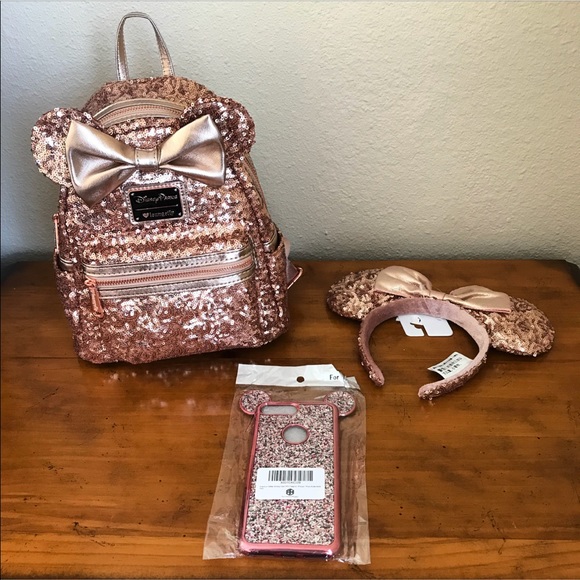 Rose Gold Minnie Mouse Backpack 2025